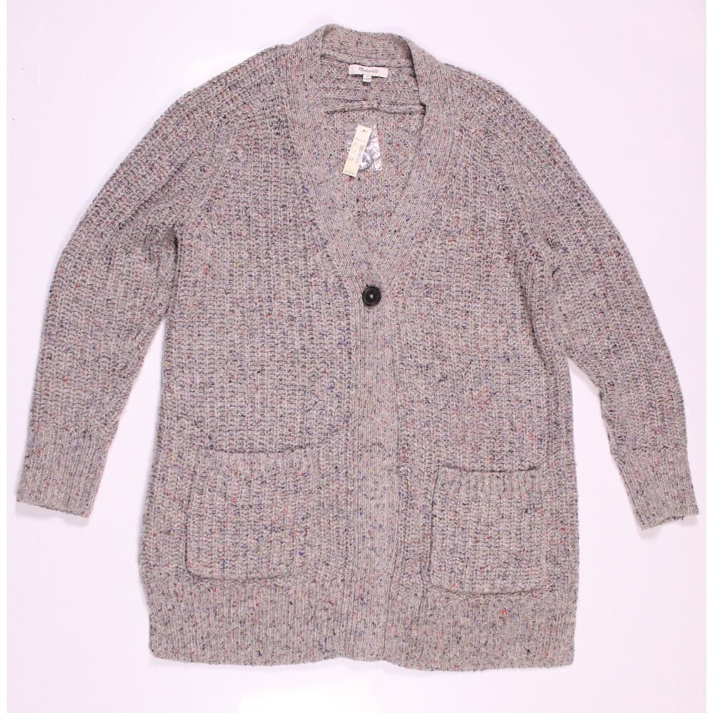 Madewell cardigan sweater gray with rainbow specks colorfleck grandpa sz S NWT